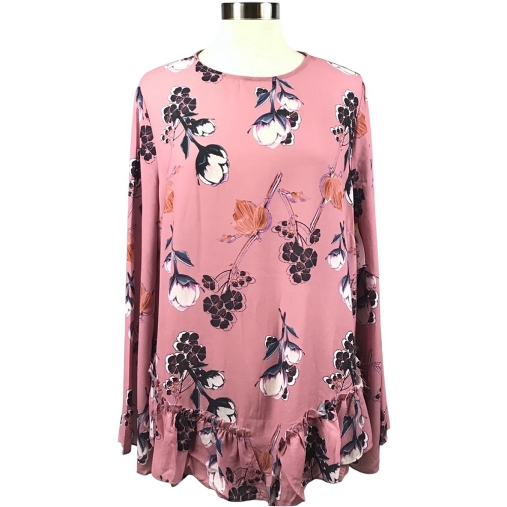 NWT Lost Ink floral blouse pink 2X